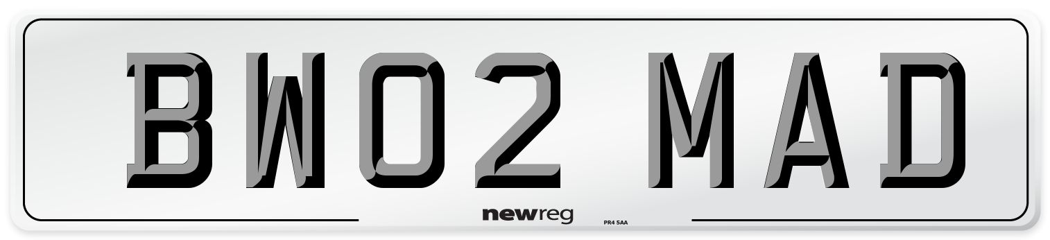 BW02 MAD Number Plate from New Reg